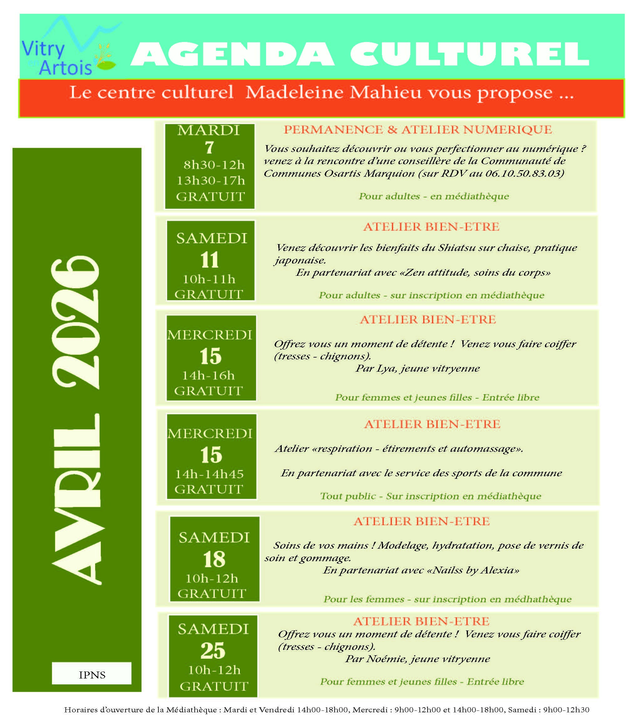 affiche agenda avril
