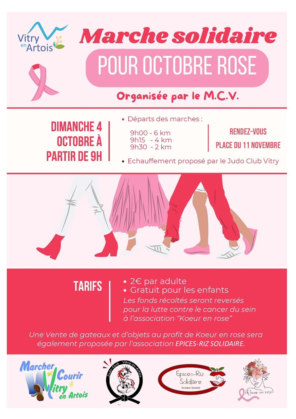 Affiche Marche Caritative Octobre Rose Moderne Simple Rose_